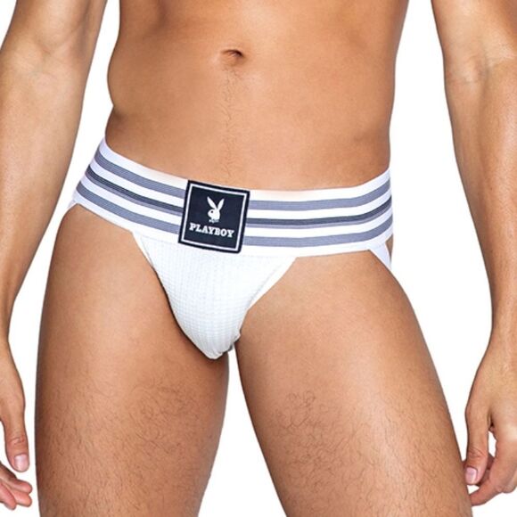 Playboy Men's Locker Room Classic White Jockstrap Large -J - Picture 1 of 4